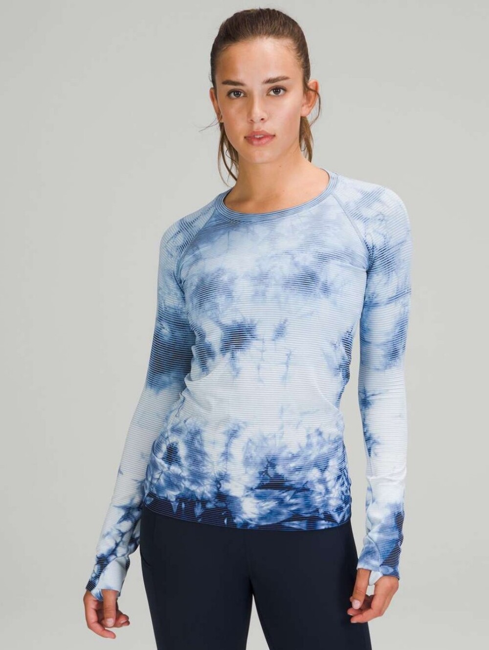 Lululemon Swiftly Tech Long Sleeve Shirt 2.0 Shibori Stripe True Navy Size 4